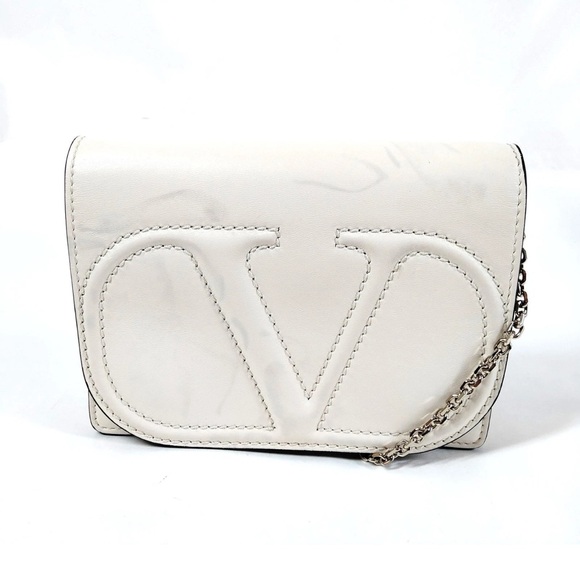 Valentino Garavani Handbags - Valentino Garavani White Calf Leather Chain crossbody Bag